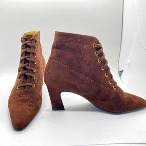 Vintage Escada Suede Brown Booties Heels